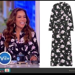 Equipment Black Floral button front Maxi silk shirt Dress belted women’s small